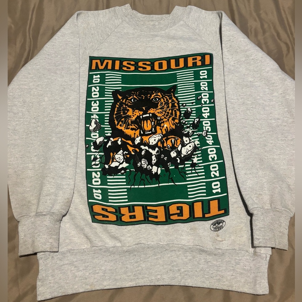 Vintage University of Missouri Football College Crewneck Sweatshirt M Oneita